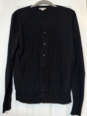 Merona Black Lace-Front Button Cardigan
